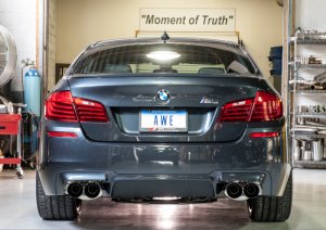 BMW M5 Performance Exhaust - Rear - AWE Tuning - Axle-Back Touring Edition with 180 Technology, 102mm Diamond Black Tips, 3 BMW M5 Performance Exhaust - Rear - AWE Tuning - Axle-Back Touring Edition with 180 Technology, 102mm Diamond Black Tips, 3